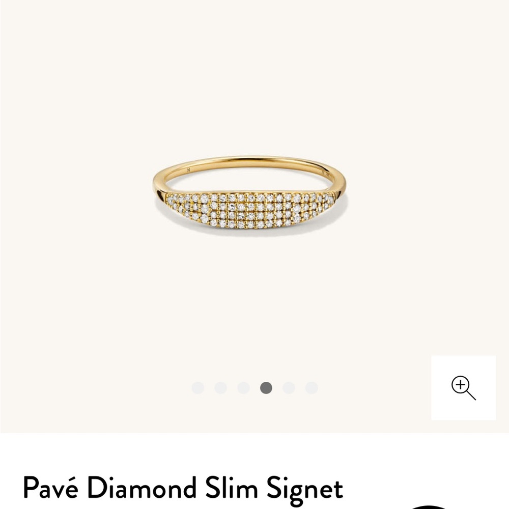 Mejuri Pavé Diamond Slim Signet - 14K yellow gold, natural diamond